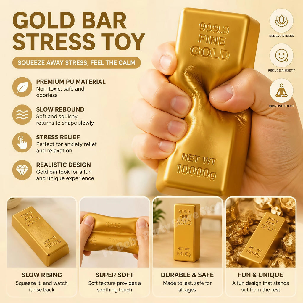 Gold Bar Squishy Slow Rising Fidget Toy | Fun Party Favor Squishy Fidget Toy Babs