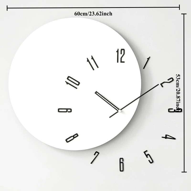 Nordic Minimalist Wall Clock – Silent Quartz Acrylic 60cm Wall Clock Babs White Black