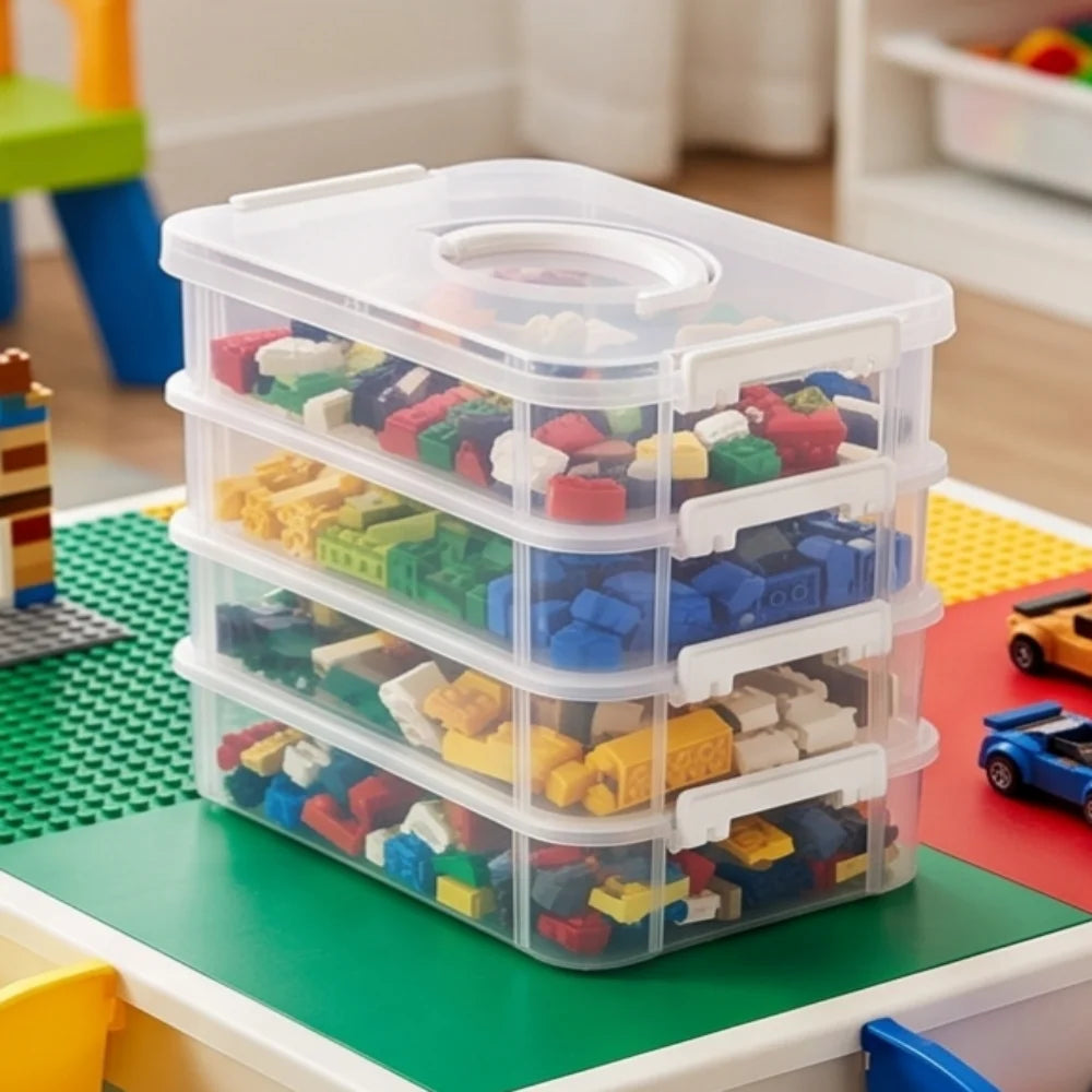 HOMEFISH Transparent Partitioned Storage Box with Lid Organizer Partitioned Storage Box Babs