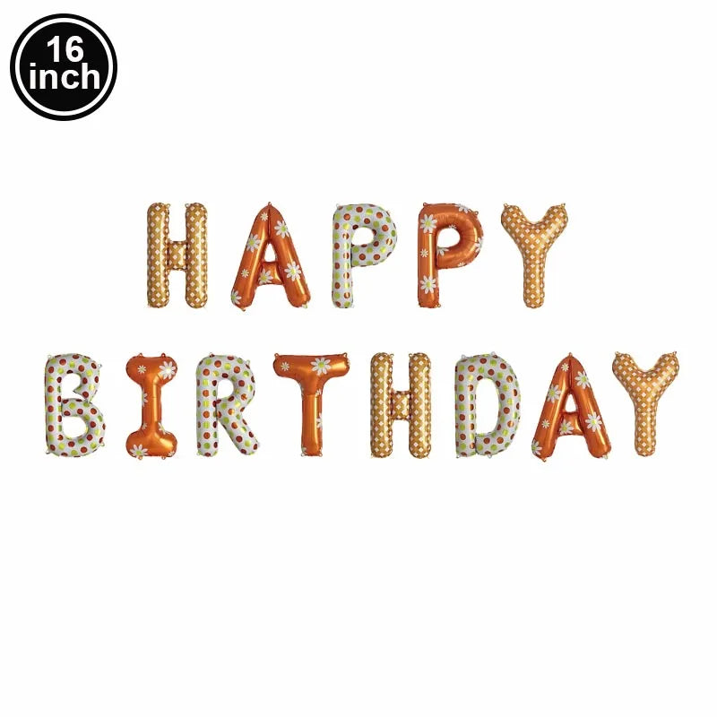 16" Boho Daisy Happy Birthday Foil Letter Balloons Party Decor Foil Letter Balloons Babs Laser As pictures show