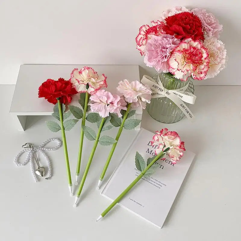 Artificial Flower Gel Pen – Carnation Rose Teacher's Day Gift Novelty Gel Pen Babs