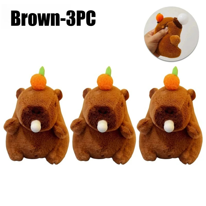 Plush Capybara Keychain Pendant – Cute Persimmon Bubble Doll Plush Keychain Pendant Babs 3PCS