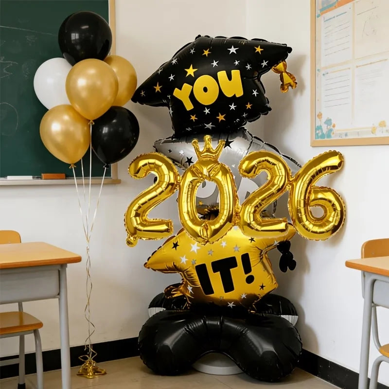 2026 Graduation Balloon Set – Doctorate Cap Foil Party Decor Graduation Party Balloons Babs
