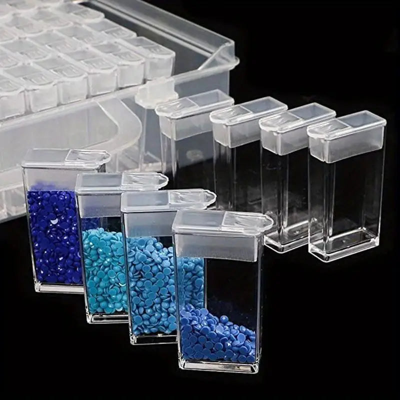 64-Grid Transparent Plastic Storage Box – Diamond Painting Beads Craft Storage Box Babs