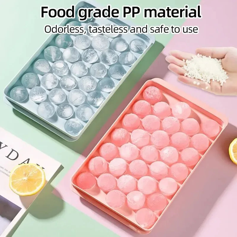 33-Ball Round Ice Cube Tray Mold with Lid – Cocktail & Whiskey Ice Ball Maker Mold Babs