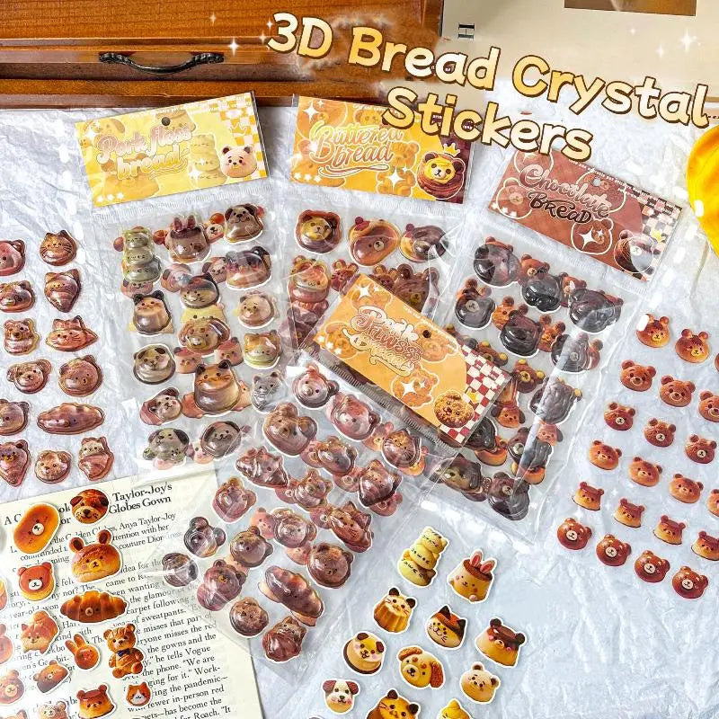 Cute Cartoon Bear 3D Embossed Stickers for DIY & Scrapbooking Decorative Craft Stickers Babs
