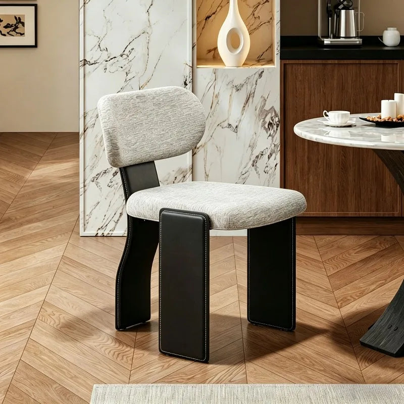 Modern Luxury Dining Chair – Leather Cushioned Metal Frame Dining Chair Babs White-1 Pack