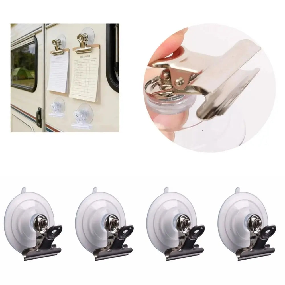 4-Pack Suction Cup Clips – No-Drill Windshield Ticket Holder Suction Cup Clip Babs