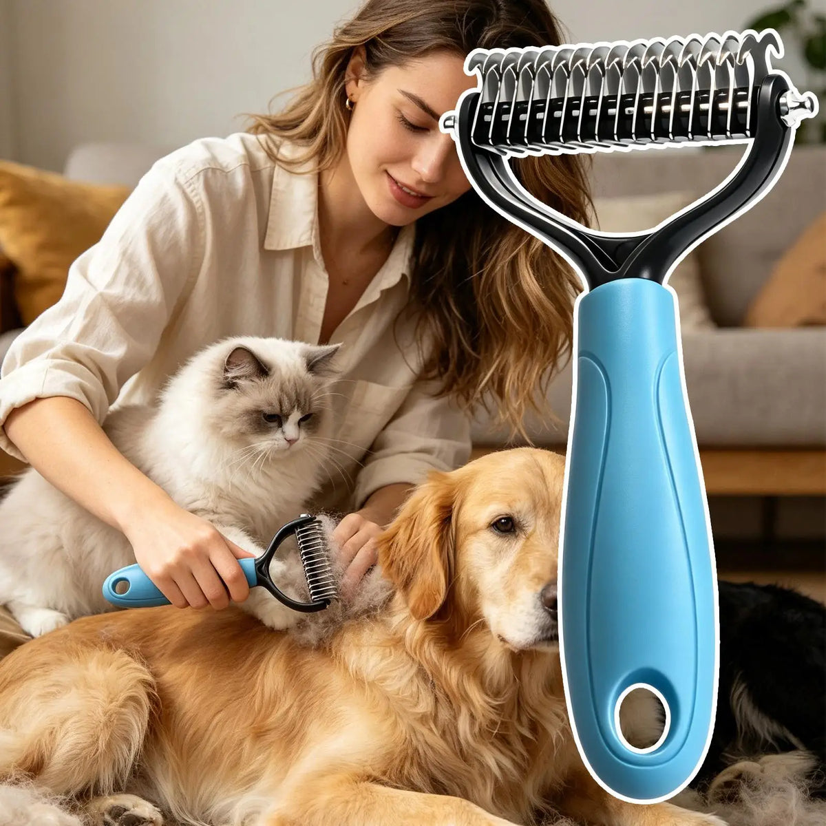 Professional Pet Undercoat Rake – Cat & Dog Grooming Comb Pet Grooming Rake Babs