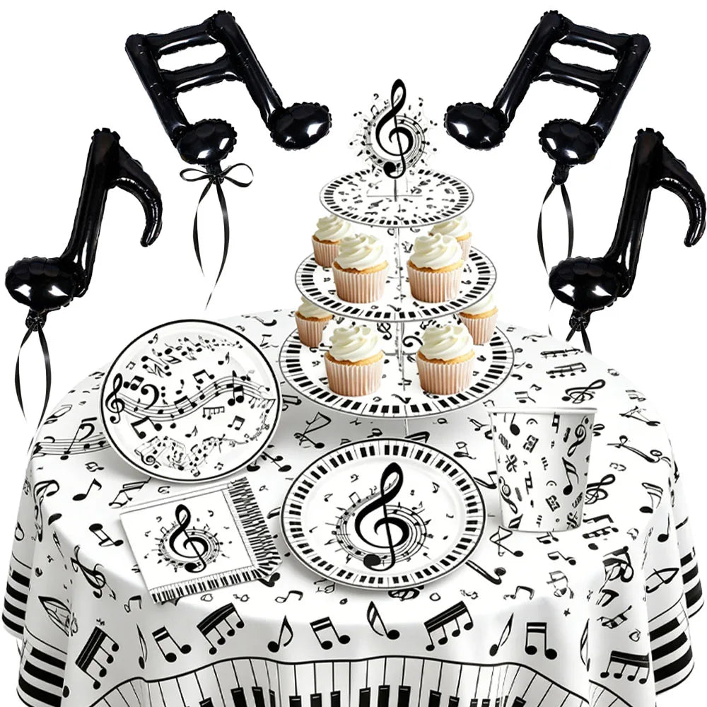 Music Note Party Supplies – Tableware Kit & Foil Balloons Party Supplies Kit Babs