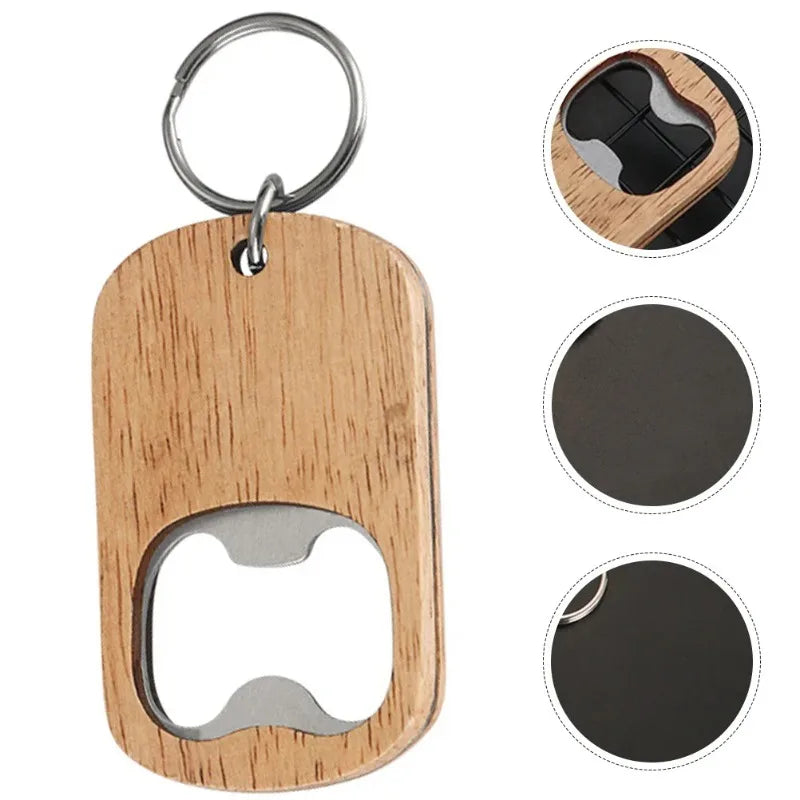 Wooden Handle Beer Bottle Opener Keychain 4 Pack Bottle Opener Keychain Babs