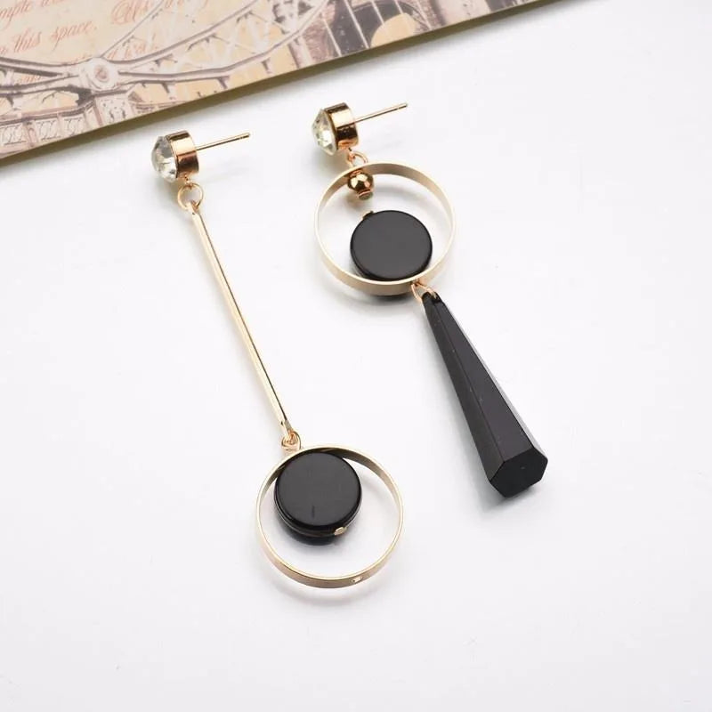 Korean Geometric Asymmetric Drop Earrings – Rhinestone Acrylic Drop Earrings Babs