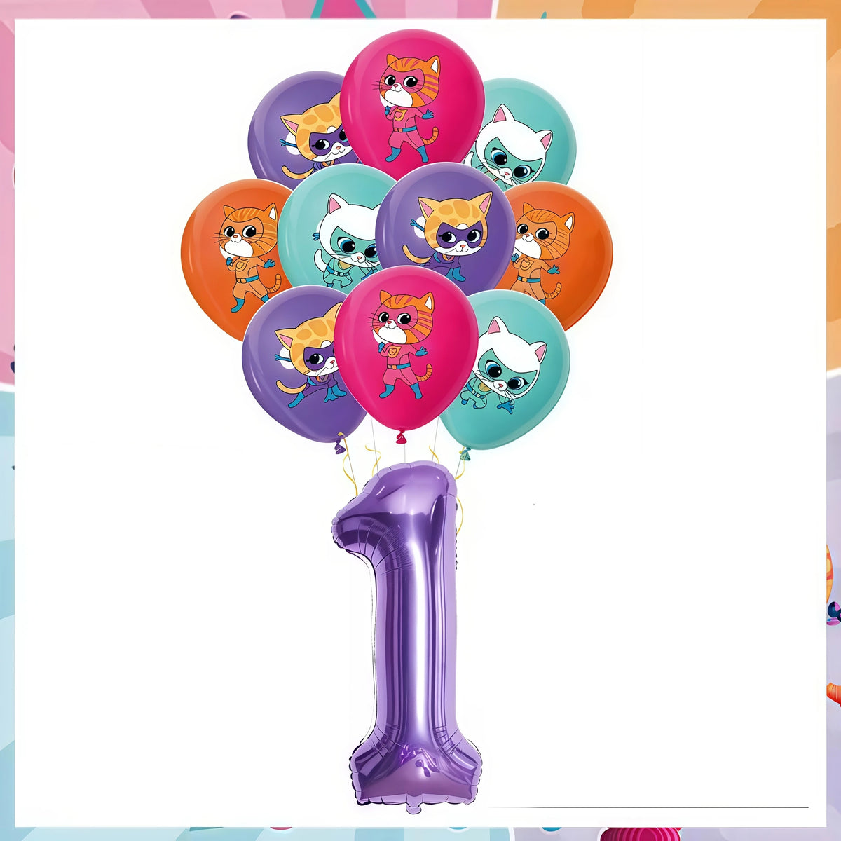 Cat Kitty Birthday Party Supplies – Plates, Cups & Balloons Set