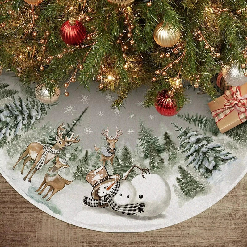 Christmas Tree Skirt Snowman Reindeer Snowflake 90/120cm Christmas Tree Skirt Babs A 90cm