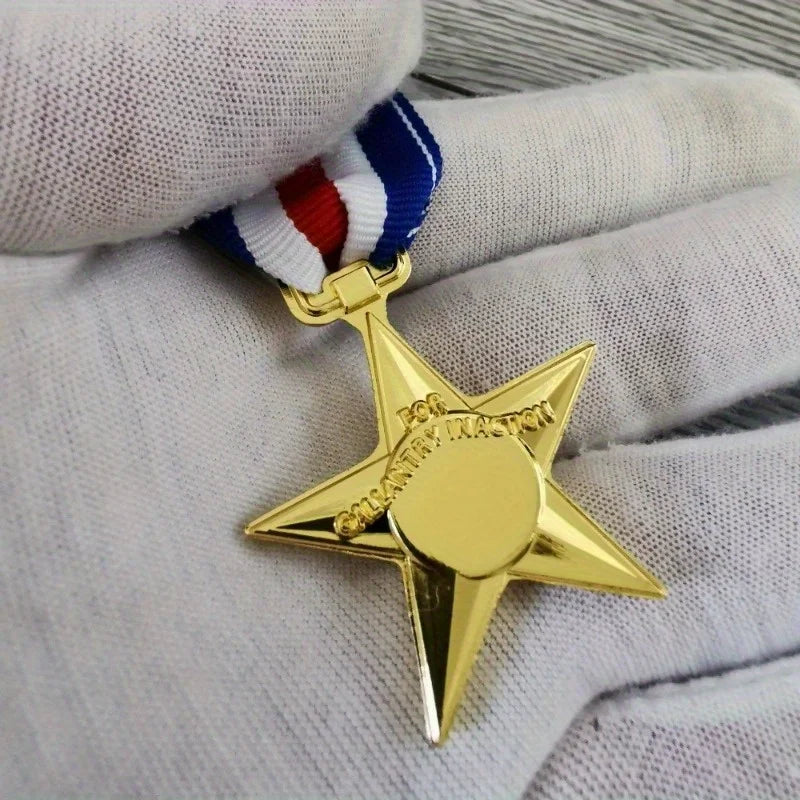 Star Medal Badge Props – Bronze & Silver Alloy Collection Costume Medal Badge Babs