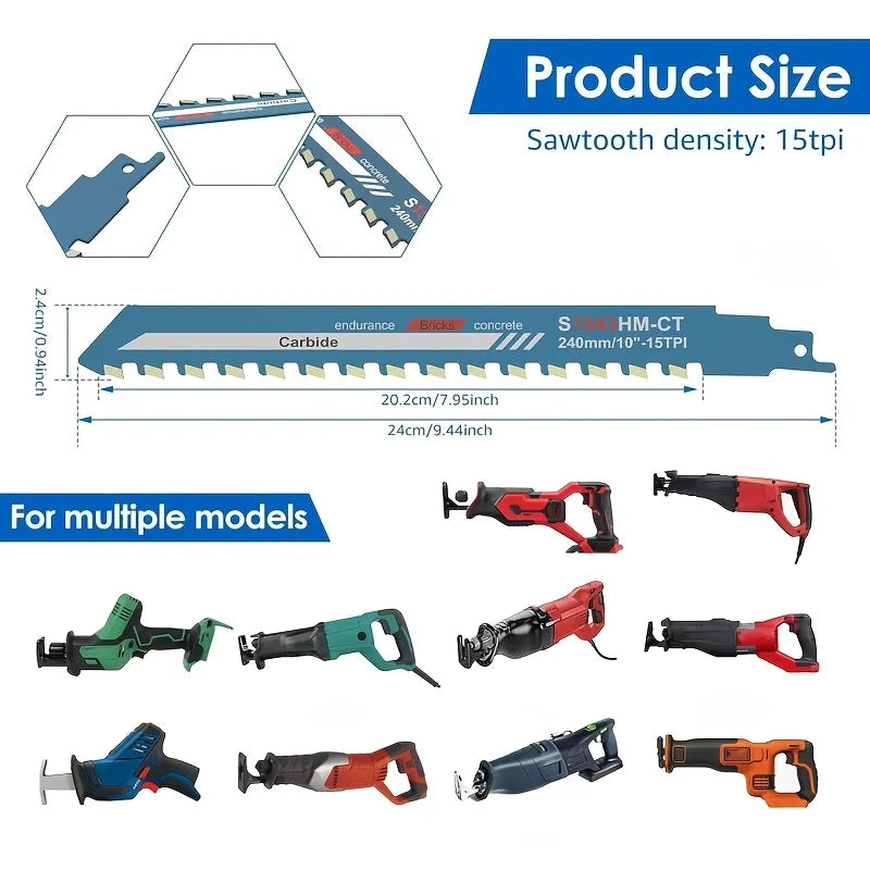Carbide Reciprocating Saw Blade 240mm – Brick, Concrete & Masonry Reciprocating Saw Blade Babs