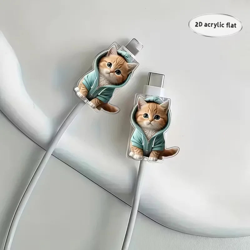 Cartoon Cat Cable Protectors for Type-C Charging Cables – 2pcs Cable Protector Babs 2p