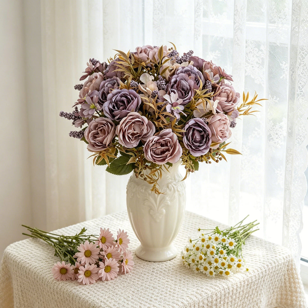 Artificial Silk Roses & Peony Bouquet – Wedding & Home Decor Artificial Flower Bouquet Babs