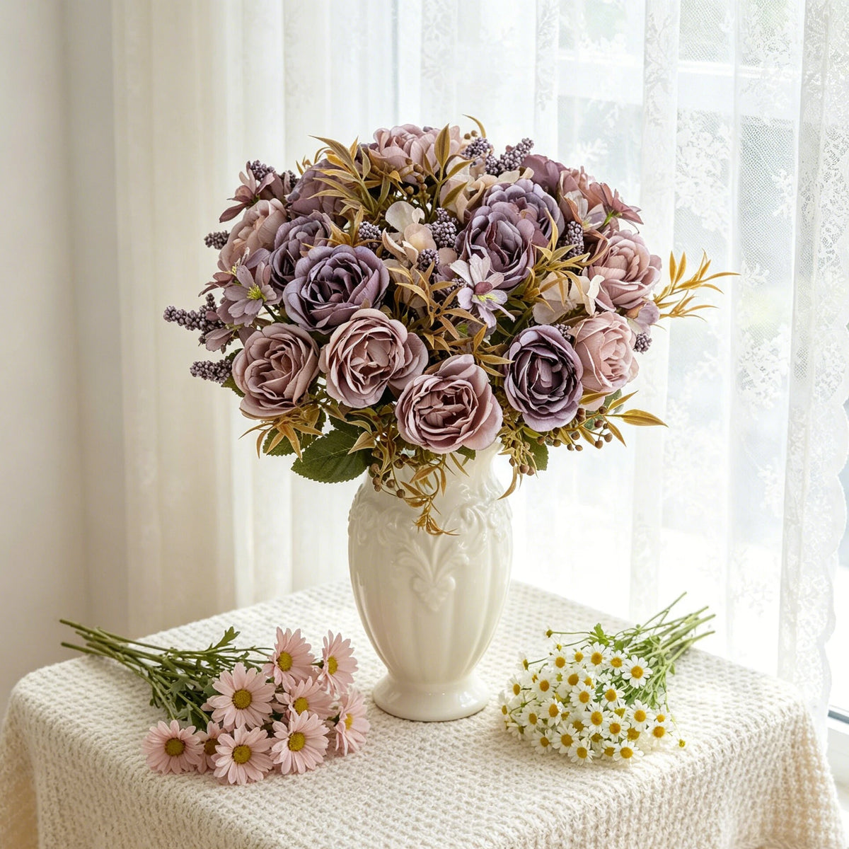 Artificial Silk Roses & Peony Bouquet – Wedding & Home Decor Artificial Flower Bouquet Babs