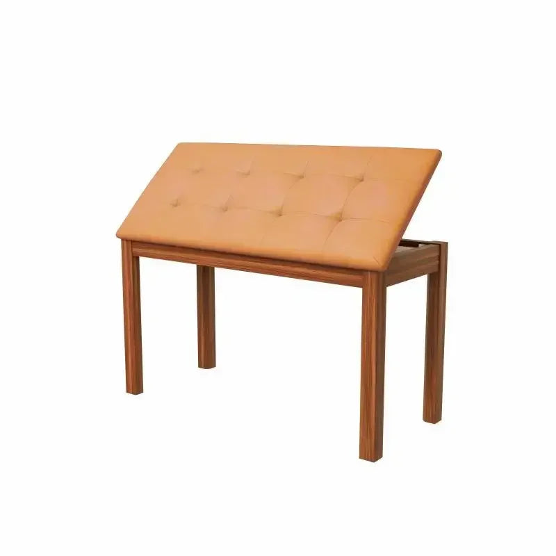 Wooden Piano Stool with Storage – Luxury Cushioned Ottoman Storage Ottoman Stool Babs Orange