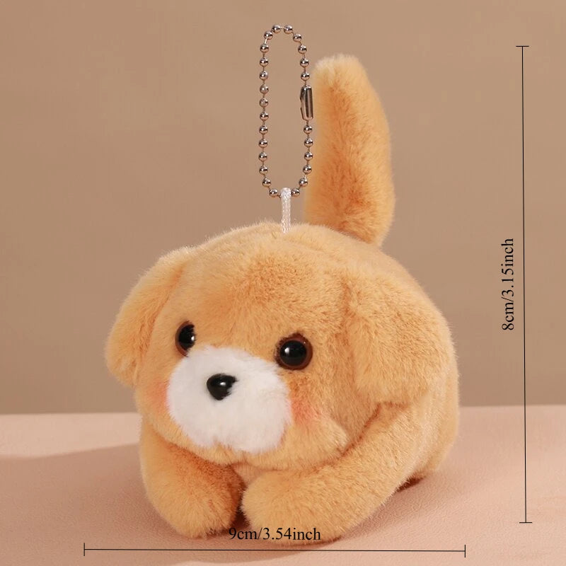 Wagging Tail Dog Plush Doll – Pull Rope Toy Gift Pendant Plush Stuffed Toy Babs brown