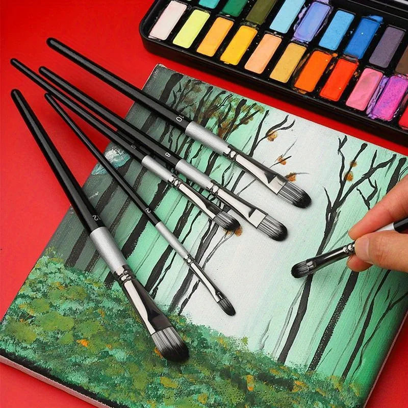 6-Piece Nylon Paint Brush Set – Acrylic, Oil & Watercolor Paint Brush Set Babs
