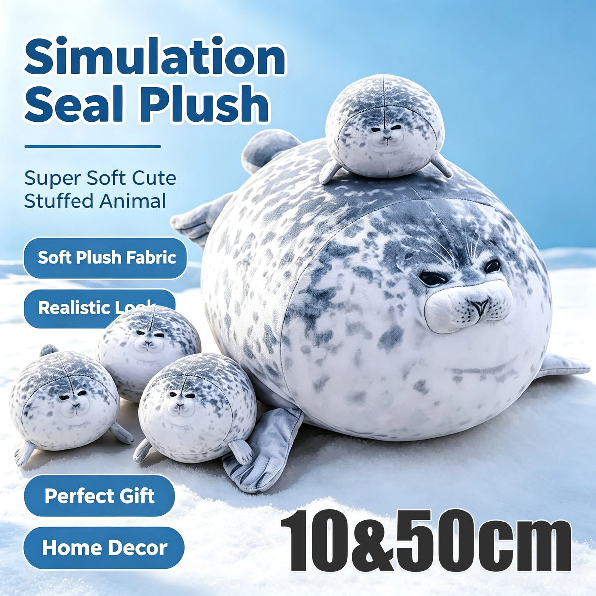 Lifelike Seal Plush Toy – Soft Stuffed Animal & Aquarium Gift Stuffed Animal Plush Babs