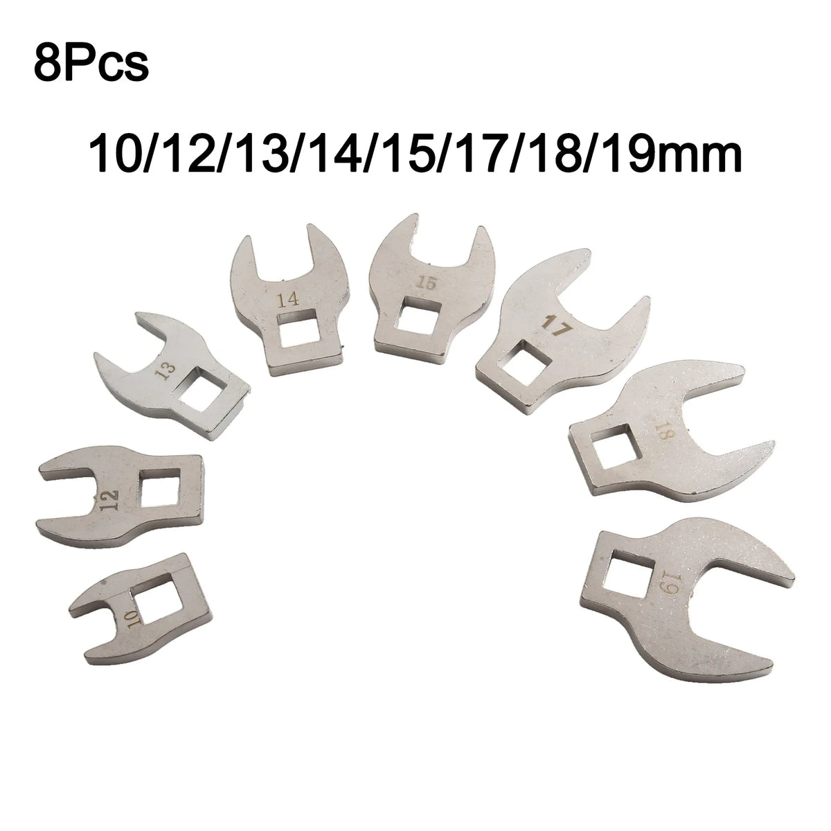8-Pc 3/8" Drive Crowfoot Wrench Set 10–19mm Metric Crowfoot Wrench Set Babs 8pcs
