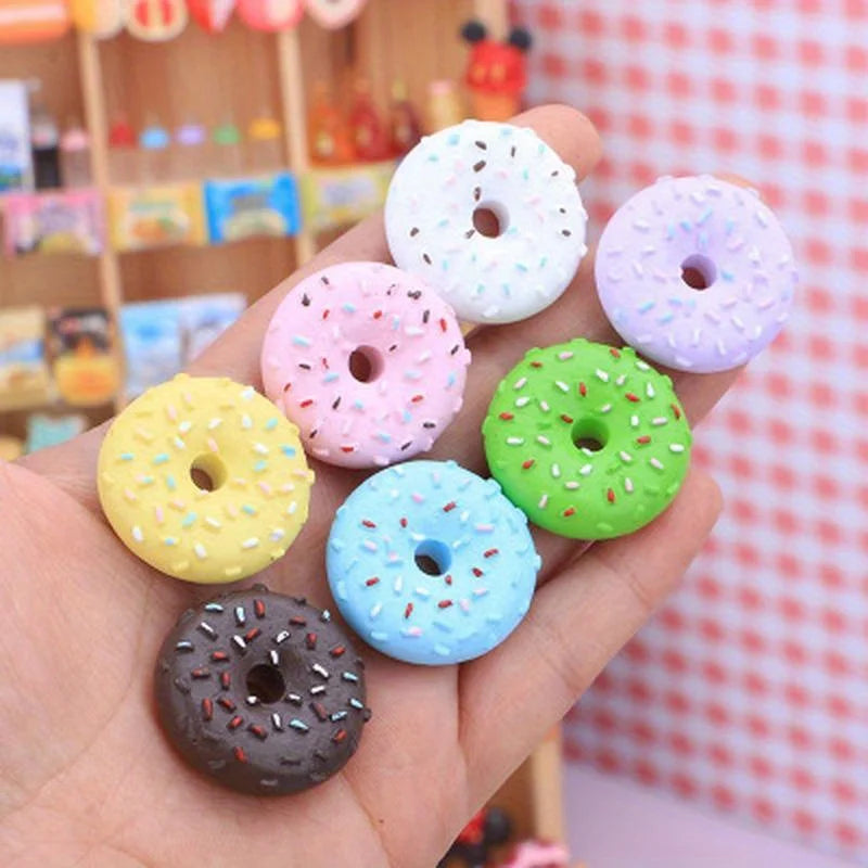 5-Pc Mini Resin Donut Set – Dollhouse Food Pretend Play Decor Dollhouse Accessories Babs