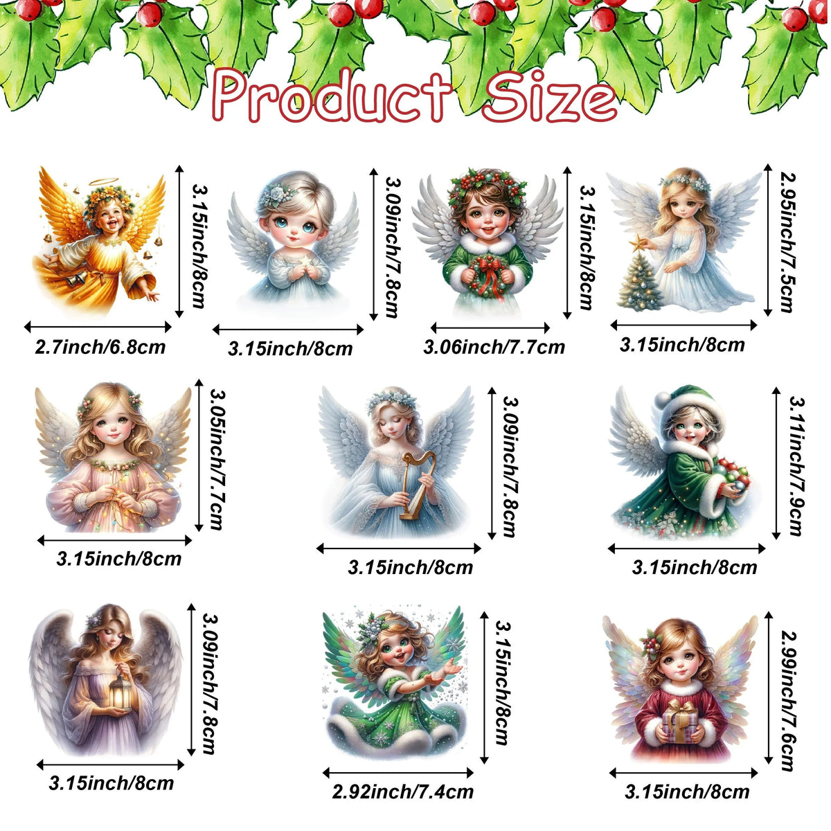 10PCS Handmade Wooden Christmas Angel Ornaments with Rope Christmas Tree Ornament Babs