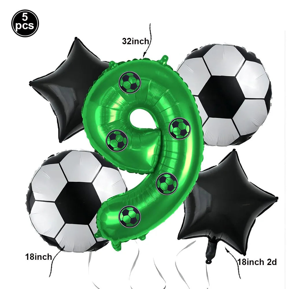 Boy's 8th Birthday Soccer Foil Balloons Party Set Birthday Party Balloons Babs light green As pictures show