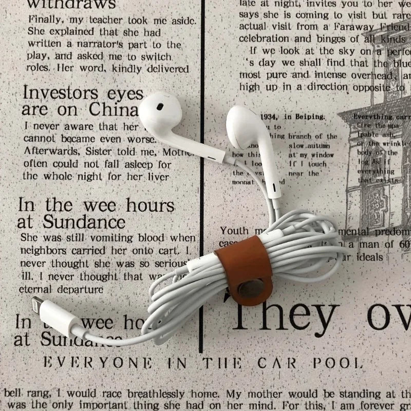 10pcs Faux Leather Cable Ties – Wire & Earphone Organizer Cable Organizer Wrap Babs