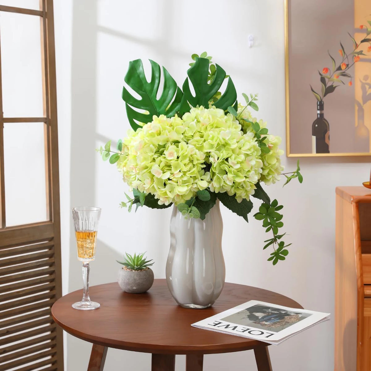 Artificial Silk Hydrangea Bouquets 4/8 Pcs – Long Branch Decor Artificial Flower Bouquet Babs