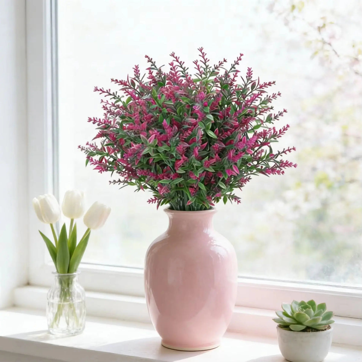 Artificial Lavender Fake Flowers – Wedding, Home & Garden Decor Artificial Flower Stems Babs