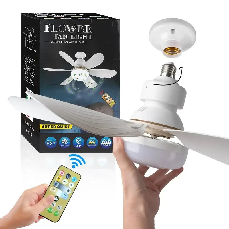 30W LED Ceiling Fan Light E27 Remote Control Dimmable LED Ceiling Fan Light Babs