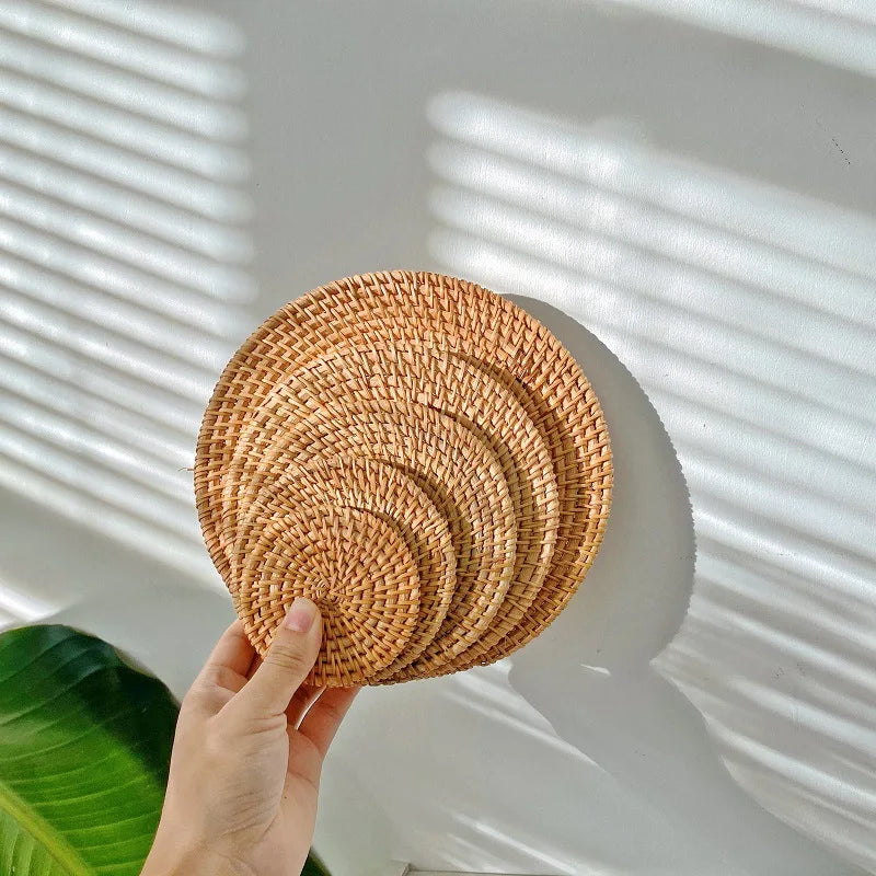 Handcrafted Round Rattan Placemats & Coasters – 8–20cm Rattan Placemat Coaster Babs