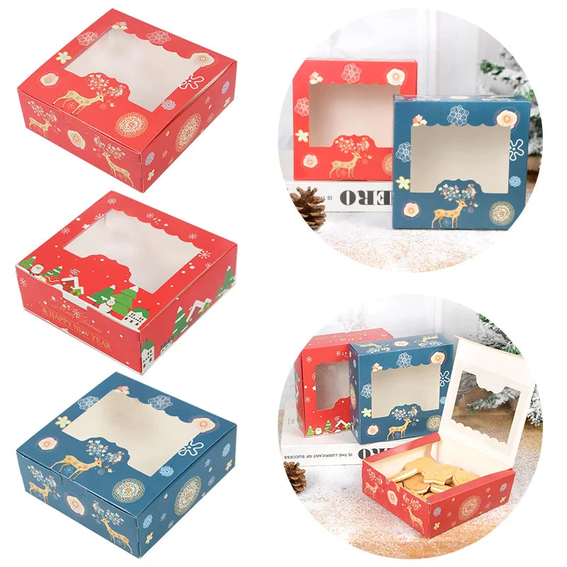 Christmas Cookie Boxes with Window | Treat Gift Packaging 5/10 Pcs Gift Cookie Box Babs