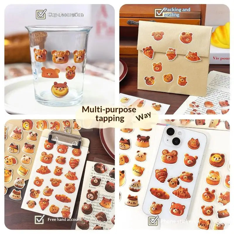 Cute Cartoon Bear 3D Embossed Stickers for DIY & Scrapbooking Decorative Craft Stickers Babs