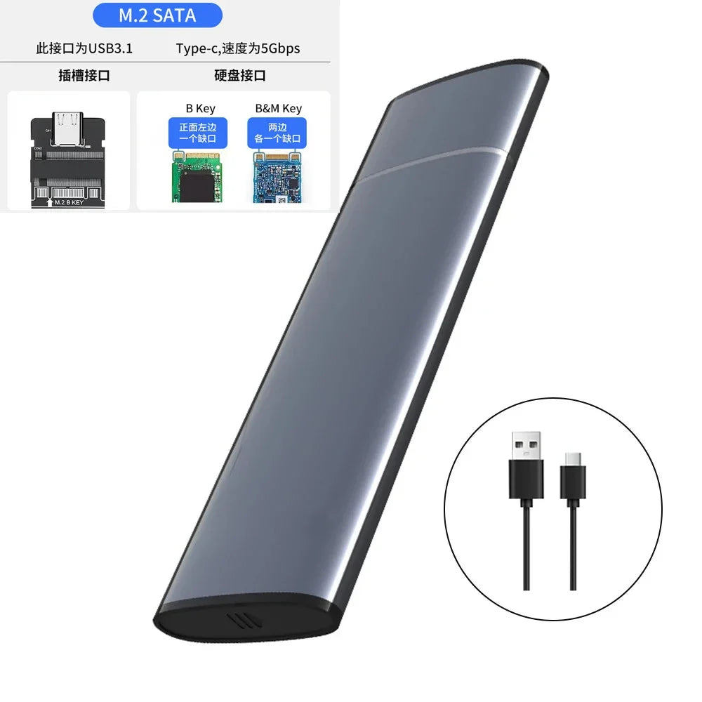 M.2 SSD Enclosure 10Gbps Aluminum NVMe SATA NGFF Tool-Free SSD Enclosure Babs 5Gbps SATA