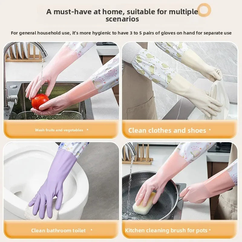 Fleece-Lined Waterproof Dishwashing Gloves – Warm Rubber Latex Dishwashing Gloves Babs