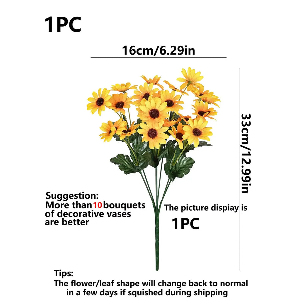 Artificial Silk Yellow Daisy Bouquet | Wedding & Home Décor Artificial Flower Bouquet Babs