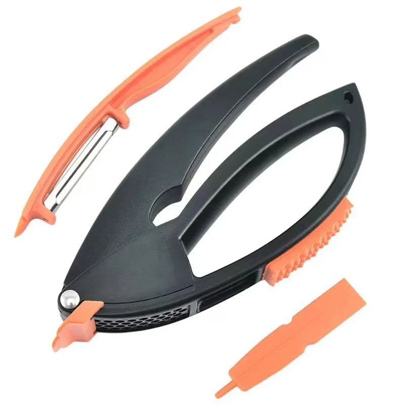 4-in-1 Stainless Steel Garlic Press & Grinder – Manual Kitchen Tool Garlic Press Babs