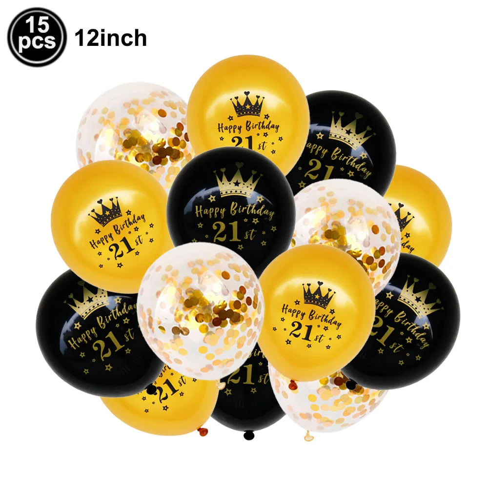 30/40th Birthday Balloon Set – Black Gold Foil & Confetti Decor Party Balloon Set Babs 21st 1 As show