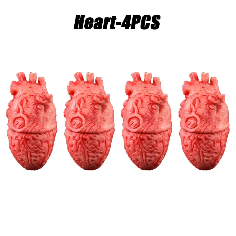 Realistic Halloween Fake Organ Props – Brain Heart Hand Foot Halloween Prop Decoration Babs Heart-4PCS