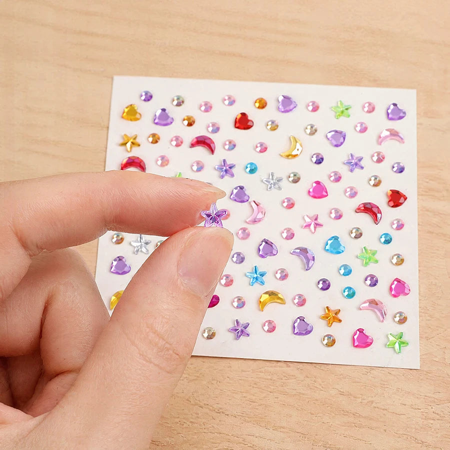 3D Rhinestone Star Moon Heart Glitter Stickers Kawaii Kpop Craft Deco Stickers Babs
