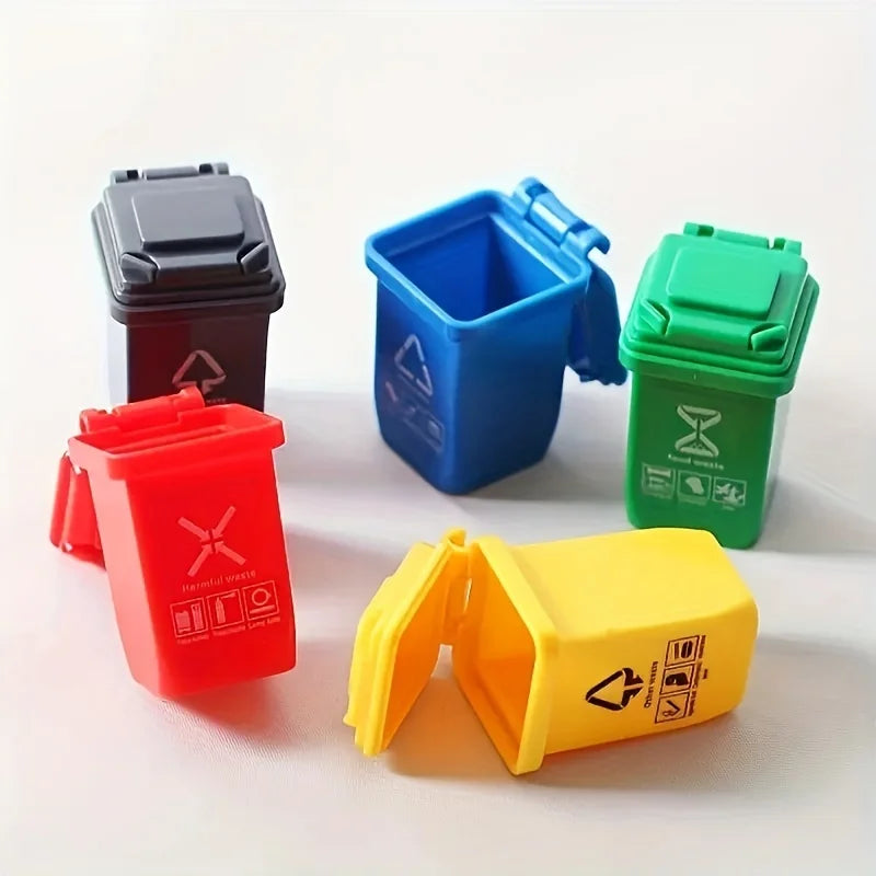 5-Pack Mini Garbage Sorting Trash Can Toy Set & Party Supplies Mini Toy Trash Can Set Babs