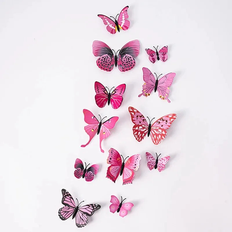 12Pcs 3D Butterfly Wall Stickers – Home & Wedding Décor 3D Wall Stickers Babs Pink