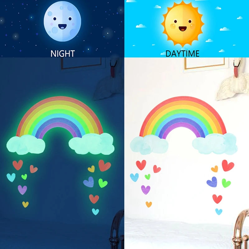 Glow in the Dark Rainbow Wall Stickers for Kids Nursery Room Glow Wall Sticker Babs