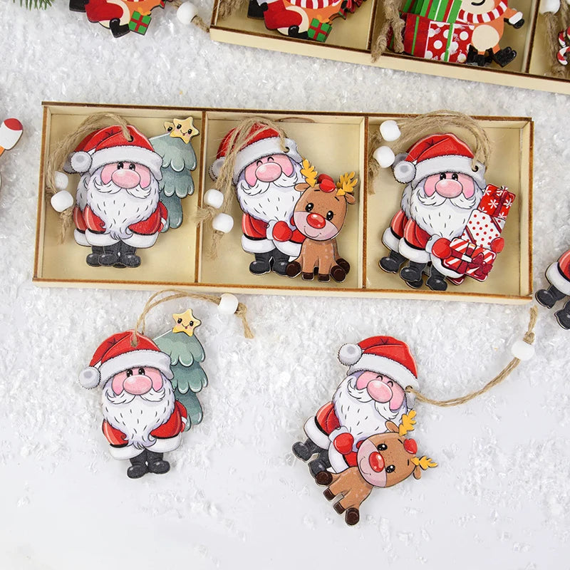 9-Piece Christmas Wooden Ornaments Set – Xmas Tree Pendants Christmas Tree Ornaments Babs