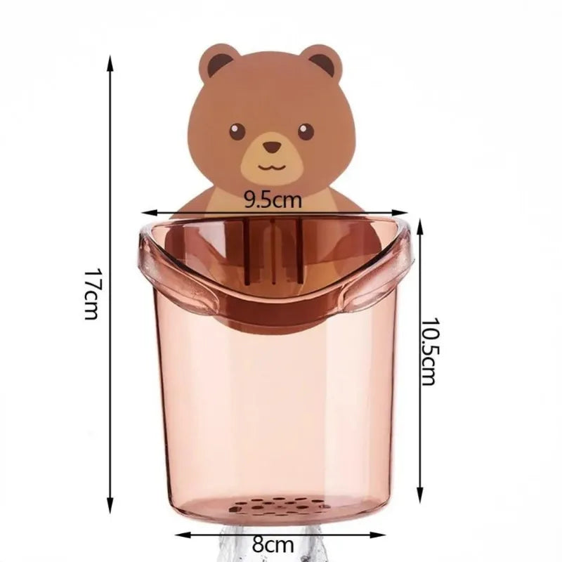 Bear Wall Mount Toothbrush Cup Holder for Kids' Bathroom Toothbrush Cup Holder Babs